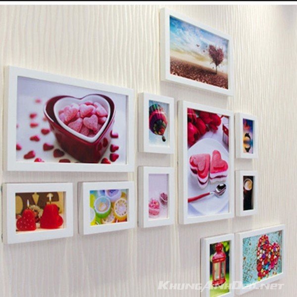 Bộ 11 khung ảnh treo tường quán Cafe KAD1104 - Khung trắng